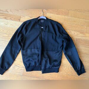 Free Press Classic Satin Black Bomber Jacket